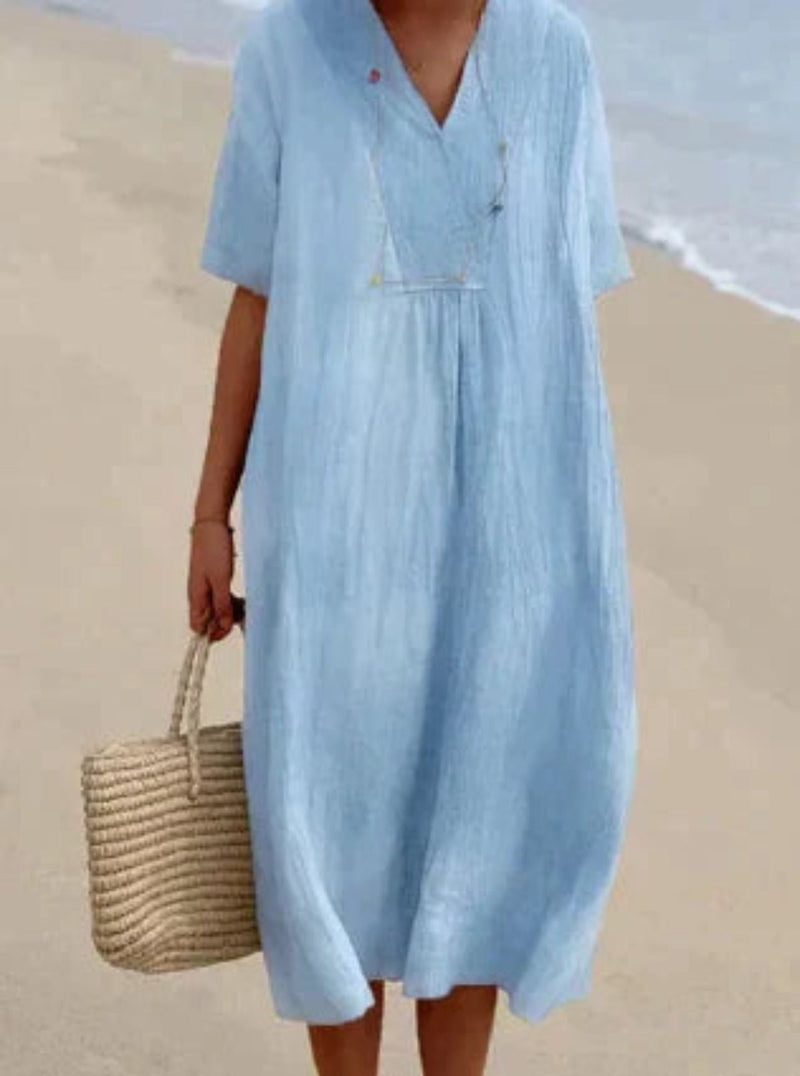 Linen Blend Breathable Long Dress