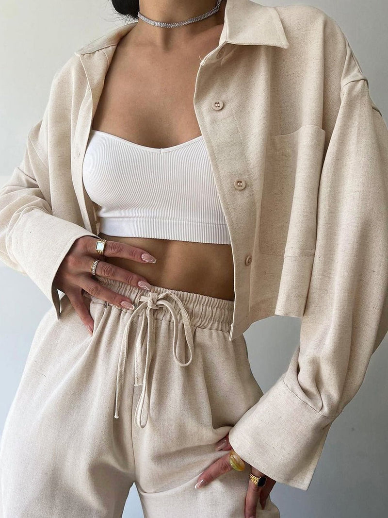 Linen Blend Co-ord Pants Set