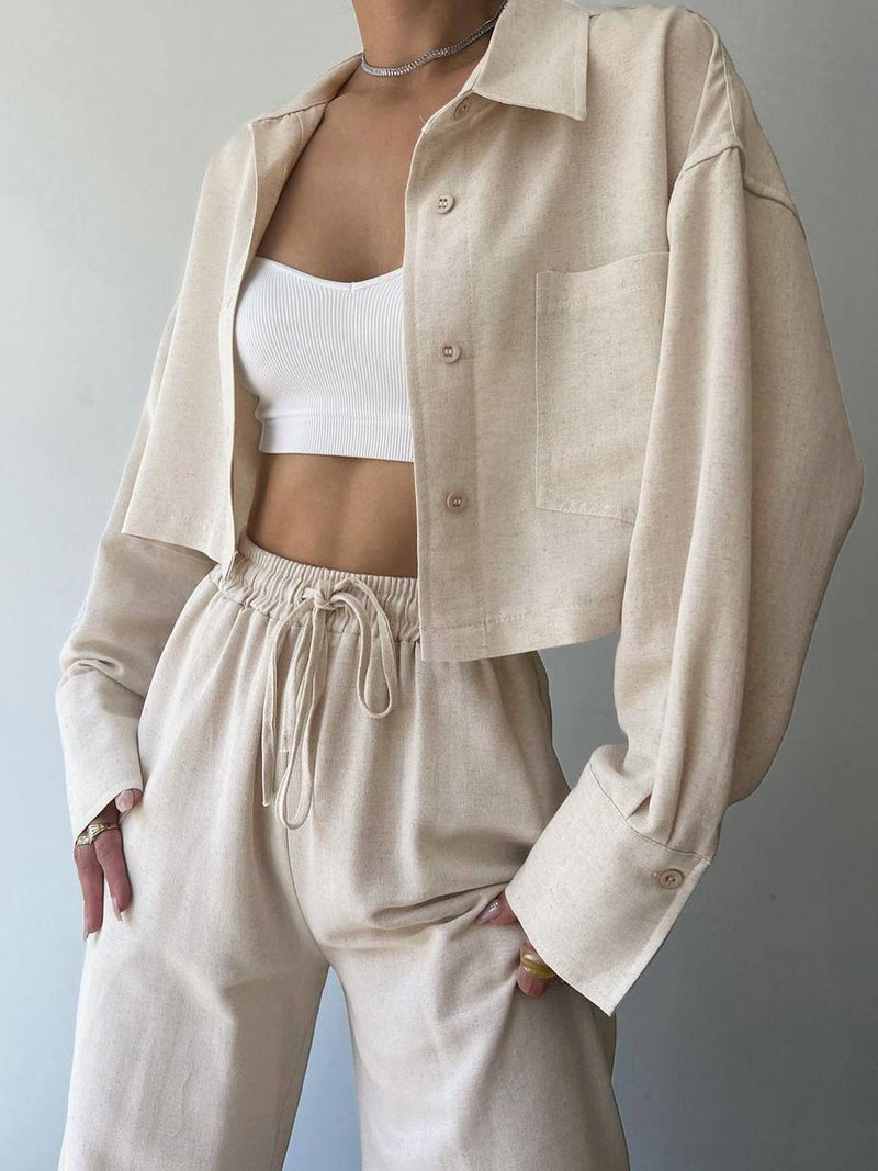 Linen Blend Co-ord Pants Set