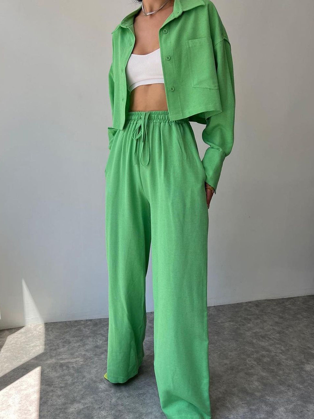 Linen Blend Co-ord Pants Set