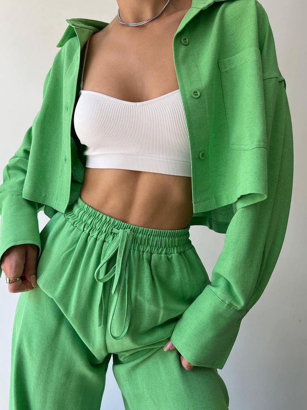 Linen Blend Co-ord Pants Set