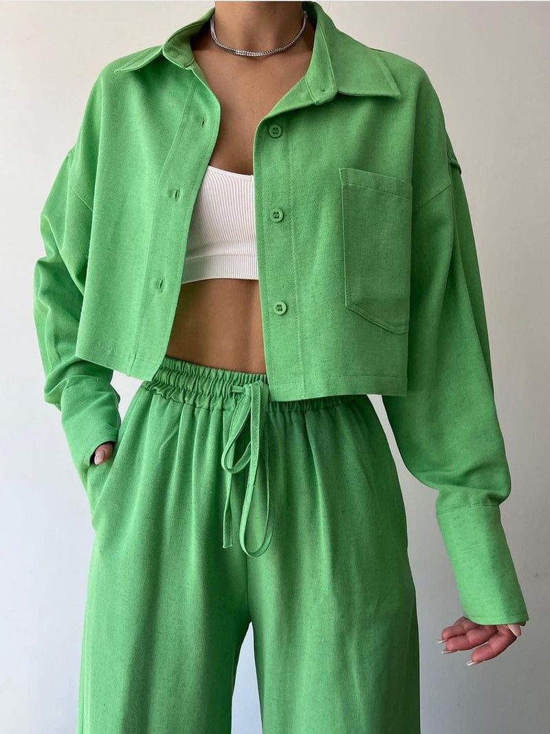 Linen Blend Co-ord Pants Set