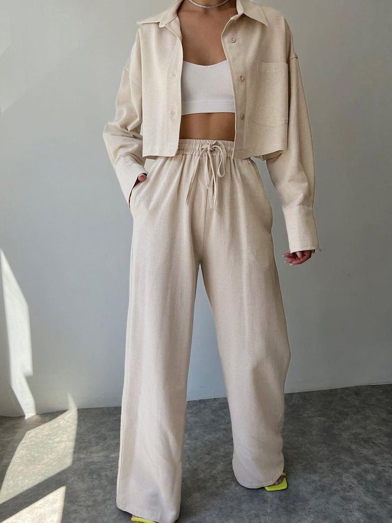 Linen Blend Co-ord Pants Set