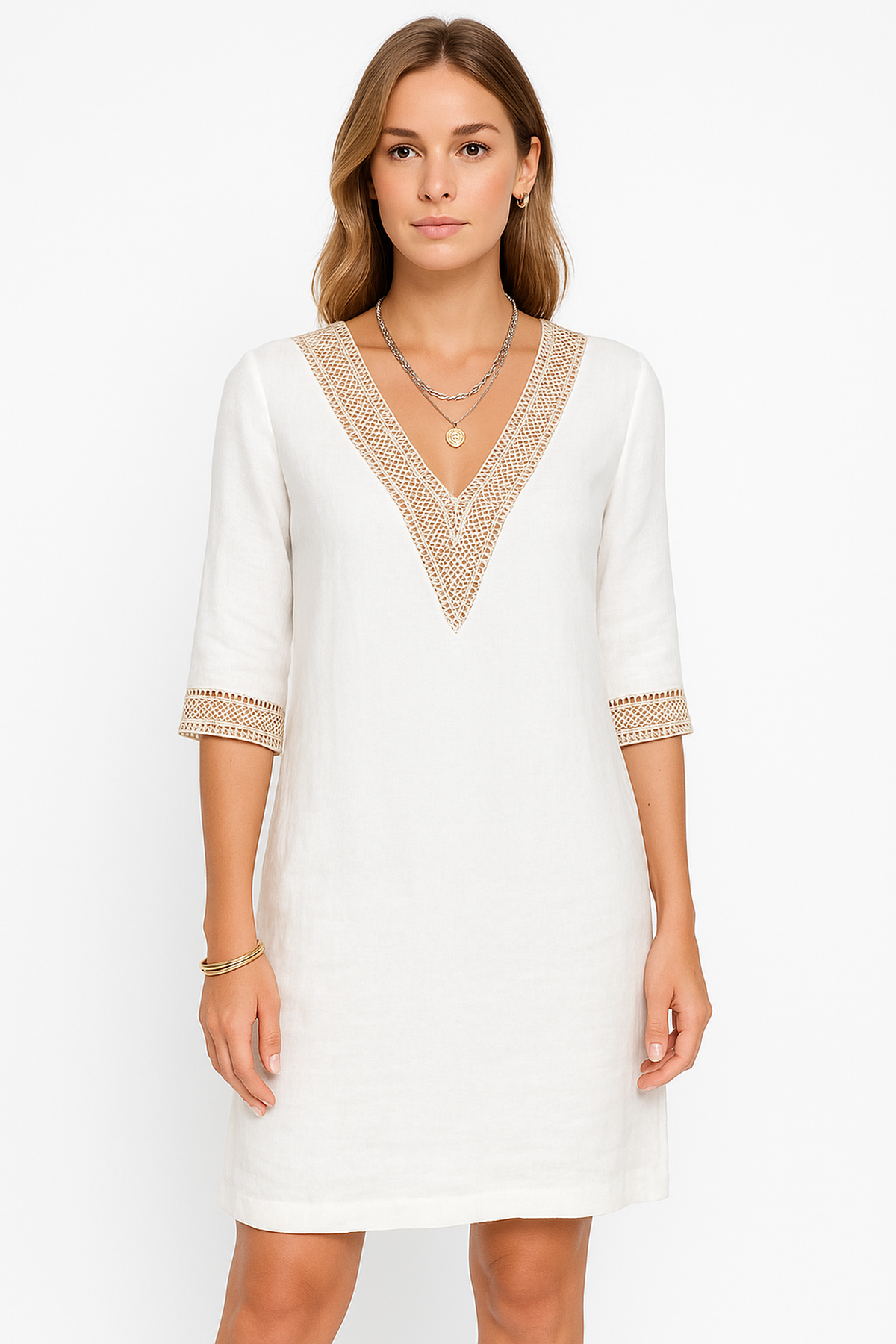 Linen Blend Midi Dress