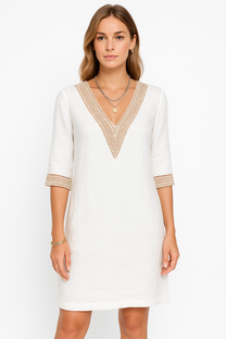 Linen Blend Midi Dress