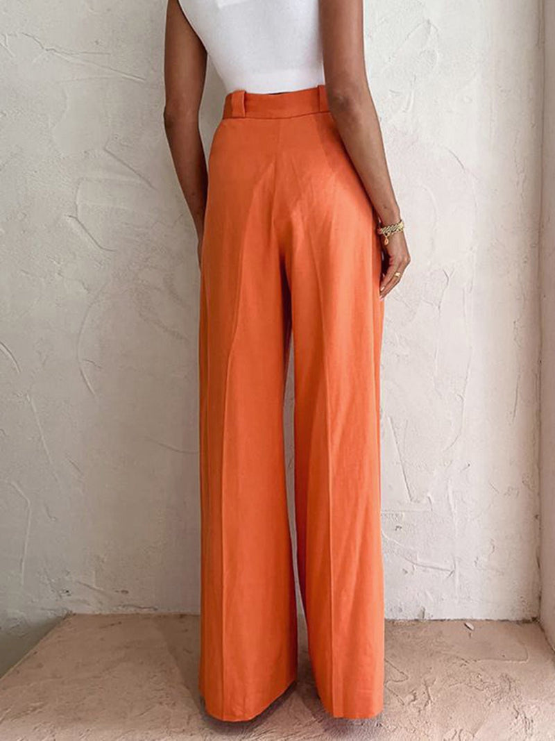 Linen Blend Wide Leg Pants