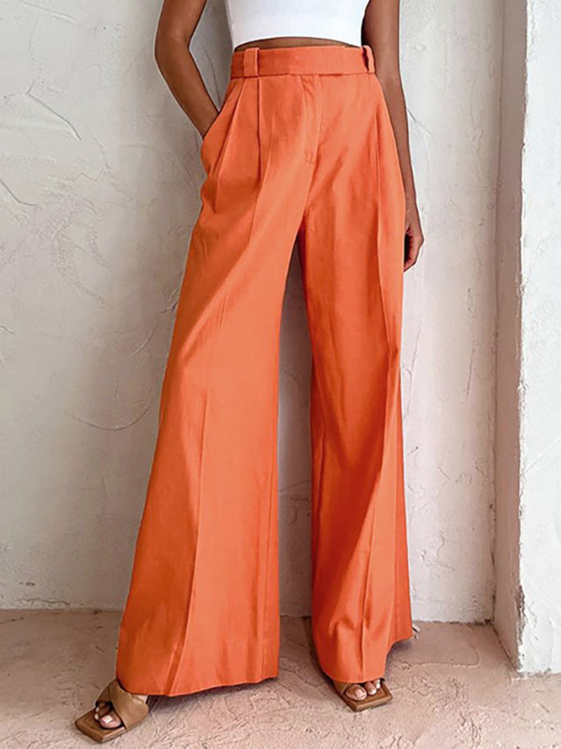 Linen Blend Wide Leg Pants