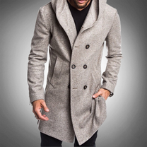 Long Hooded Trench Coat For Men