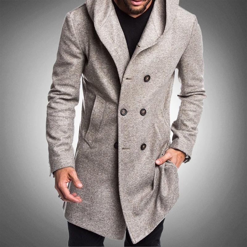 Long Hooded Trench Coat For Men