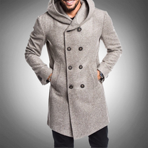 Long Hooded Trench Coat For Men
