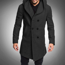 Long Hooded Trench Coat For Men