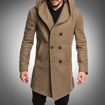 Long Hooded Trench Coat For Men