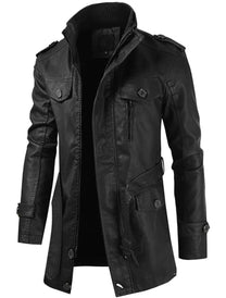 Long Leather Coat For Men - Classic Vintage Design