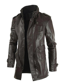 Long Leather Coat For Men - Classic Vintage Design