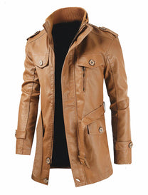 Long Leather Coat For Men - Classic Vintage Design