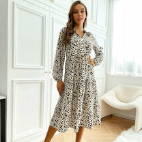 Long-Sleeve Leopard Print Dress For Women