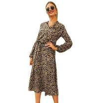 Long Sleeve Leopard Print Spring Dress
