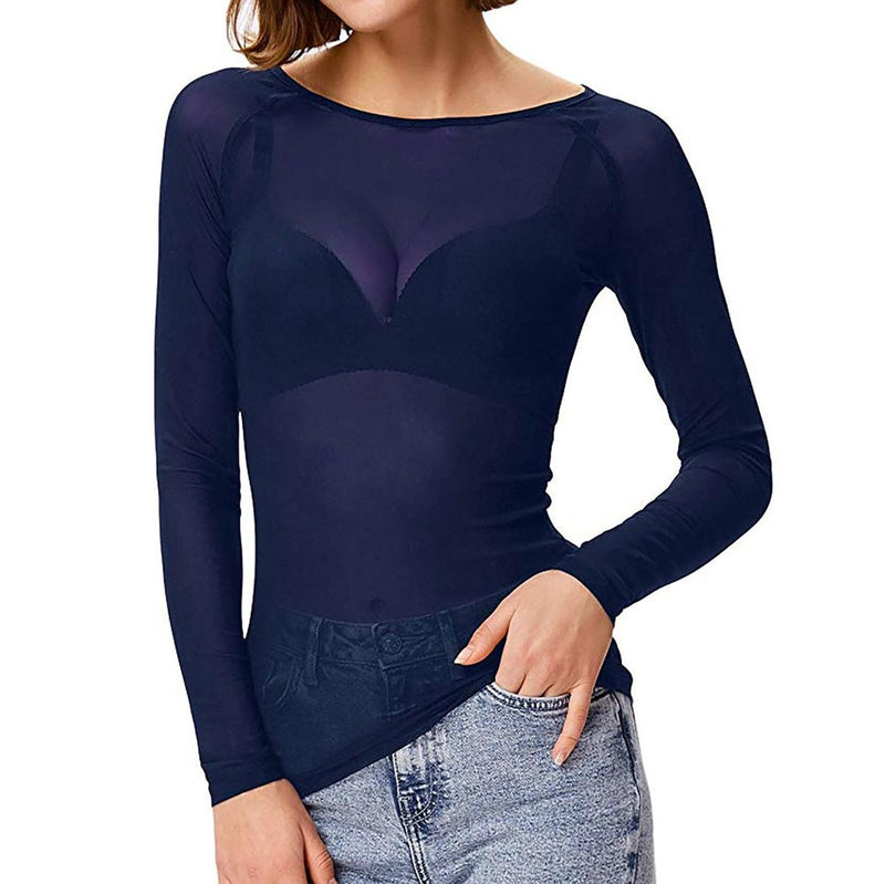 Long-Sleeve Mesh Top For Women