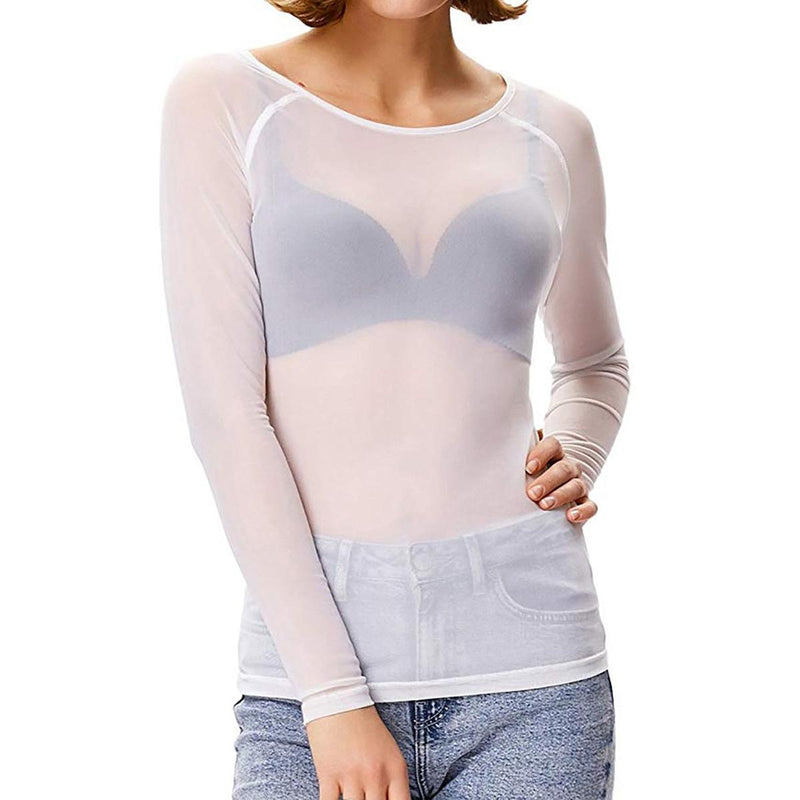 Long-Sleeve Mesh Top For Women