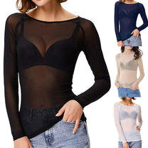 Long-Sleeve Mesh Top For Women