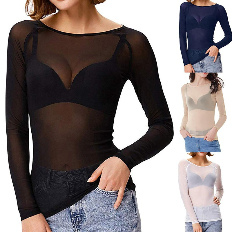 Long-Sleeve Mesh Top For Women