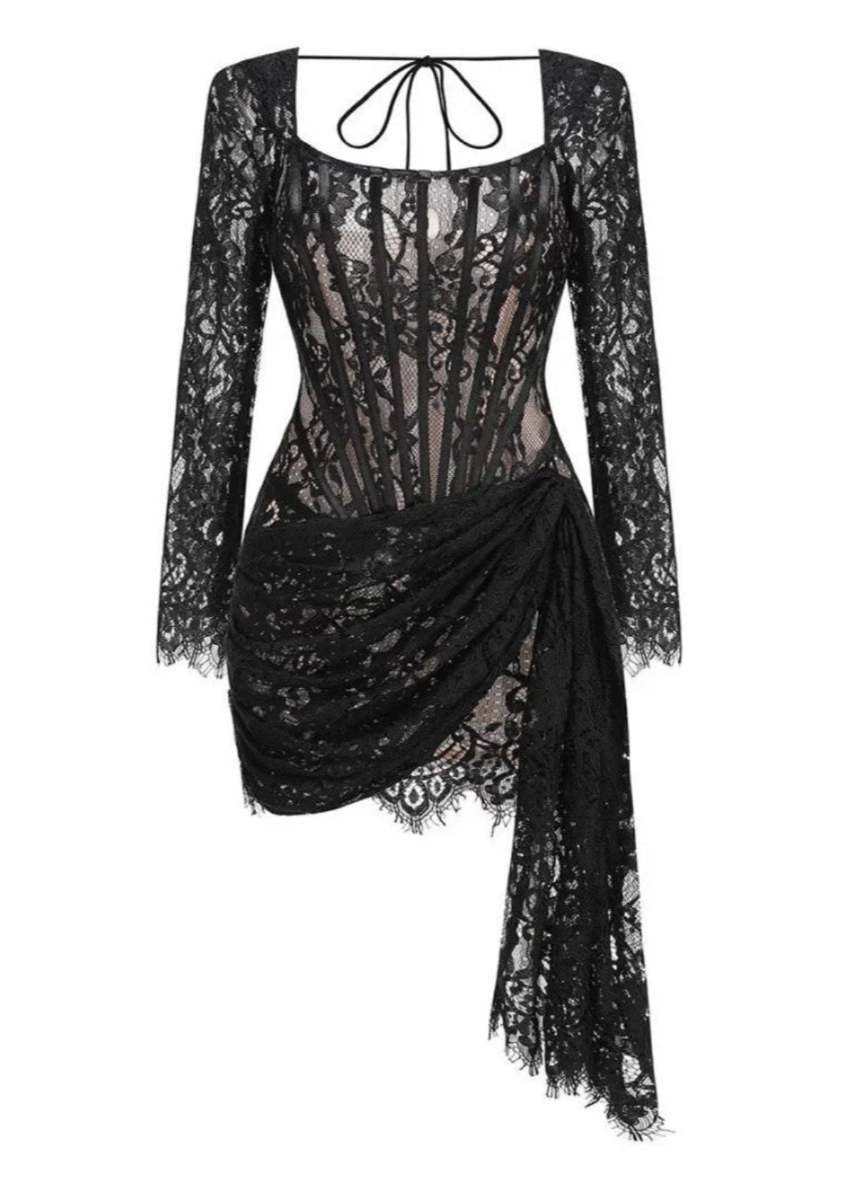 Long Sleeve Mini Corset-look Dress