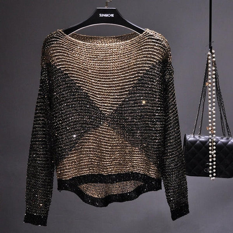 Long-Sleeve Sequin Top For Women - Perfect For Parties And Special Occasions