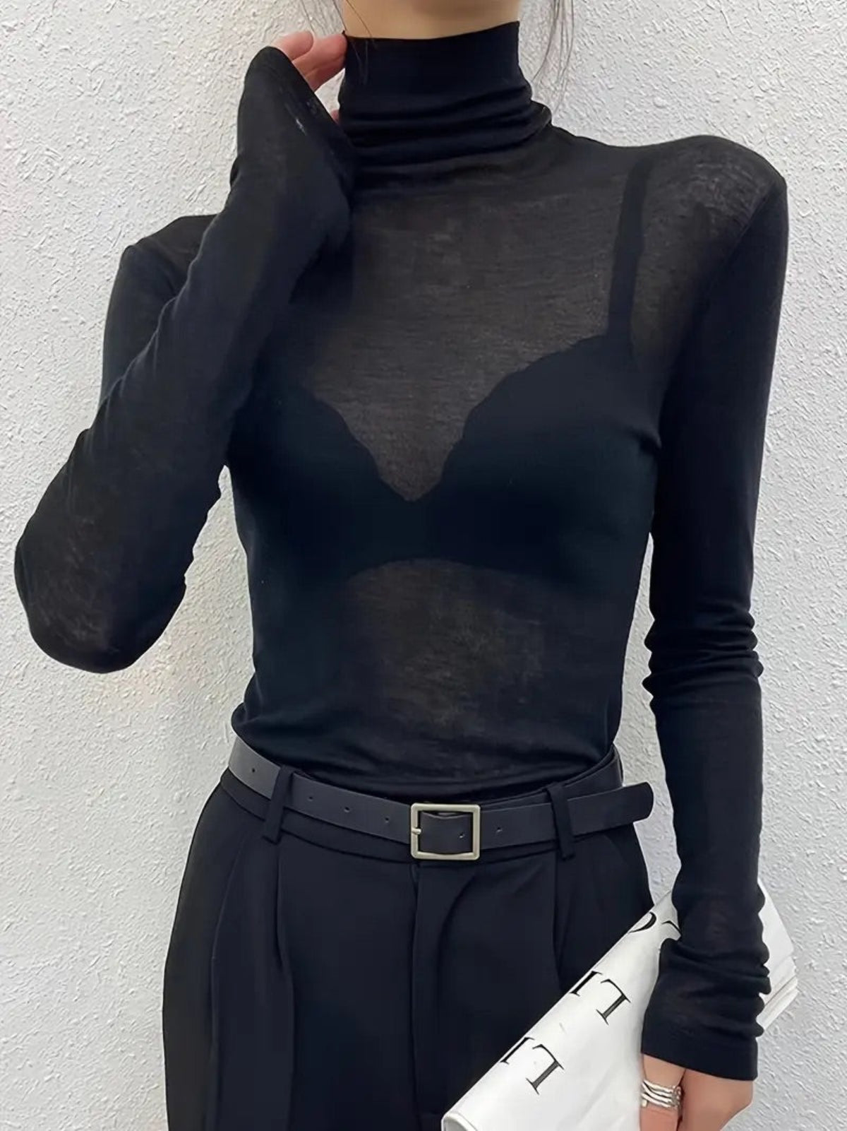 Long Sleeve Sheer Turtle Neck