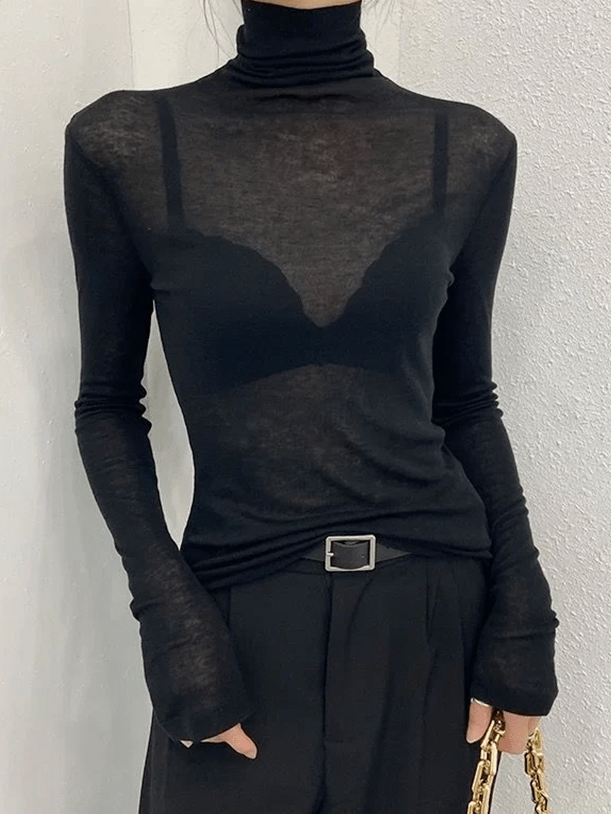 Long Sleeve Sheer Turtle Neck