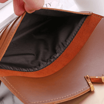 Long Velvet Leather Wallet With Gold Clasp