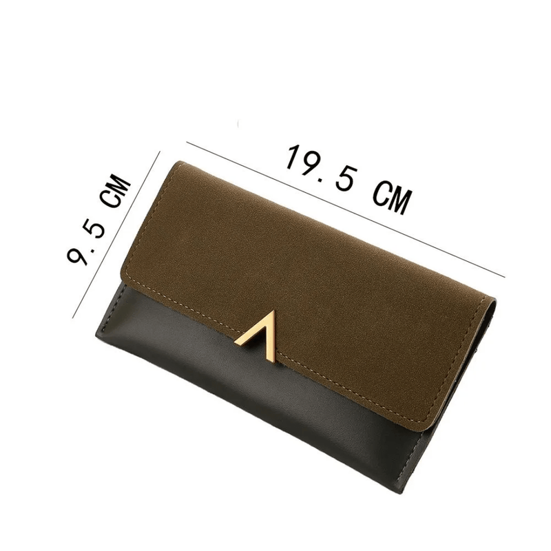 Long Velvet Leather Wallet With Gold Clasp
