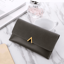 Long Velvet Leather Wallet With Gold Clasp