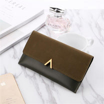Long Velvet Leather Wallet With Gold Clasp