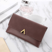 Long Velvet Leather Wallet With Gold Clasp