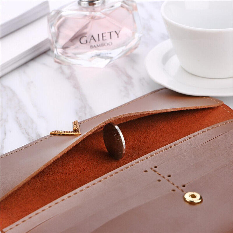 Long Velvet Leather Wallet With Gold Clasp