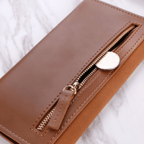 Long Velvet Leather Wallet With Gold Clasp
