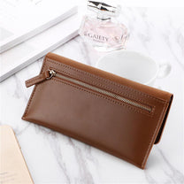 Long Velvet Leather Wallet With Gold Clasp