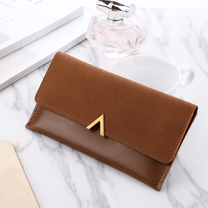 Long Velvet Leather Wallet With Gold Clasp