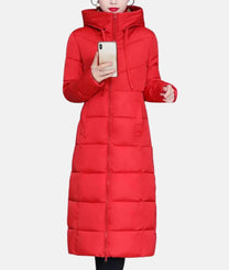 Long Winter Coat For Women With Hood And Zip Closure