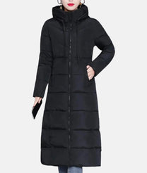 Long Winter Coat For Women With Hood And Zip Closure