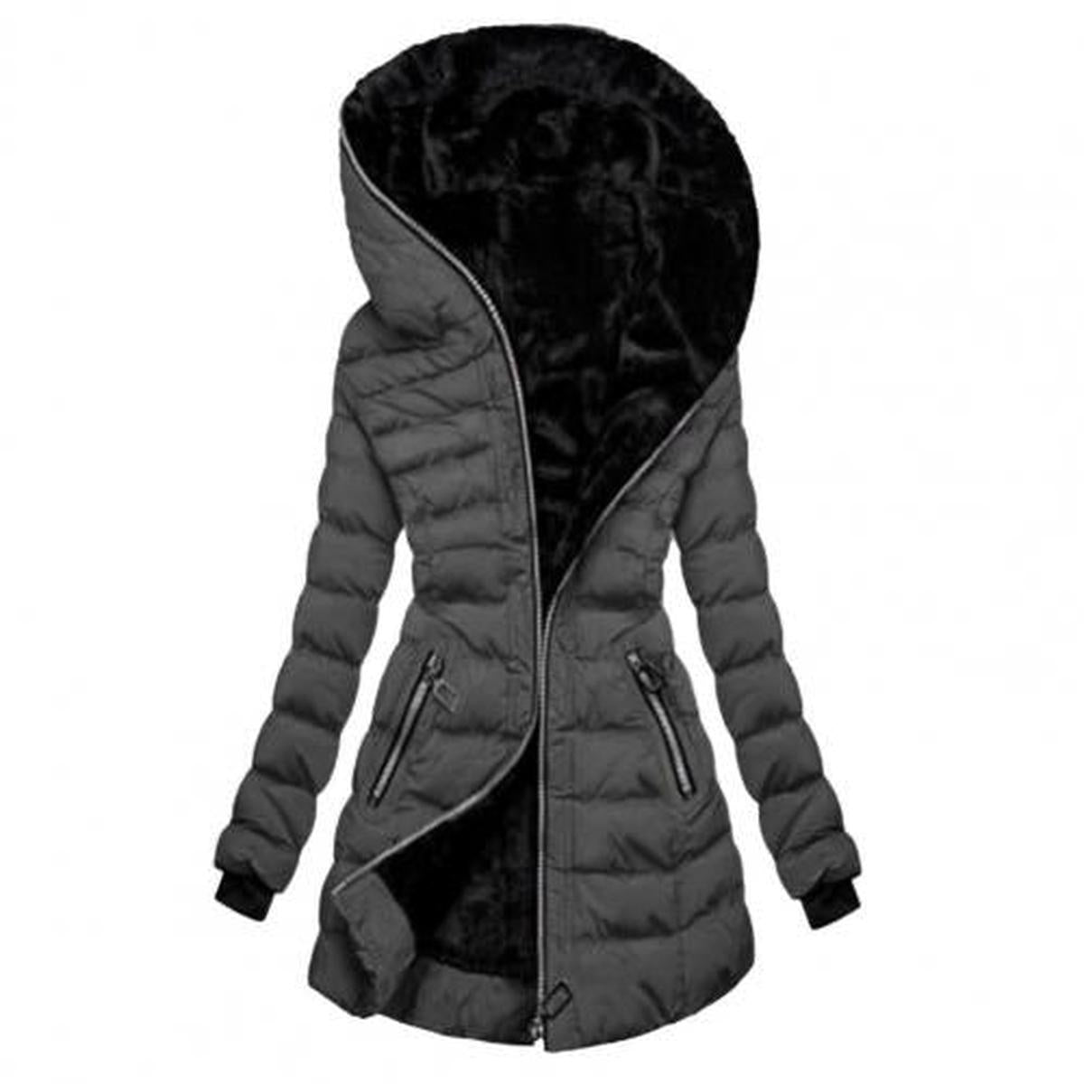 Long Winter Coat With Fleece Lining And Hood