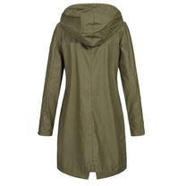 Long Women&#39;s Autumn Coat With High Collar And Button Closure