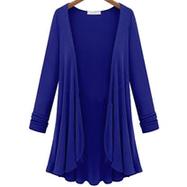 Long Women&#39;s Cardigan With Ruffle Details, Cotton-Polyester Blend, V-Neck, Available In Multiple Colours