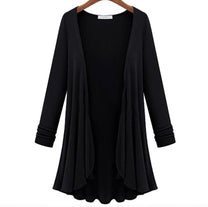 Long Women&#39;s Cardigan With Ruffle Details, Cotton-Polyester Blend, V-Neck, Available In Multiple Colours