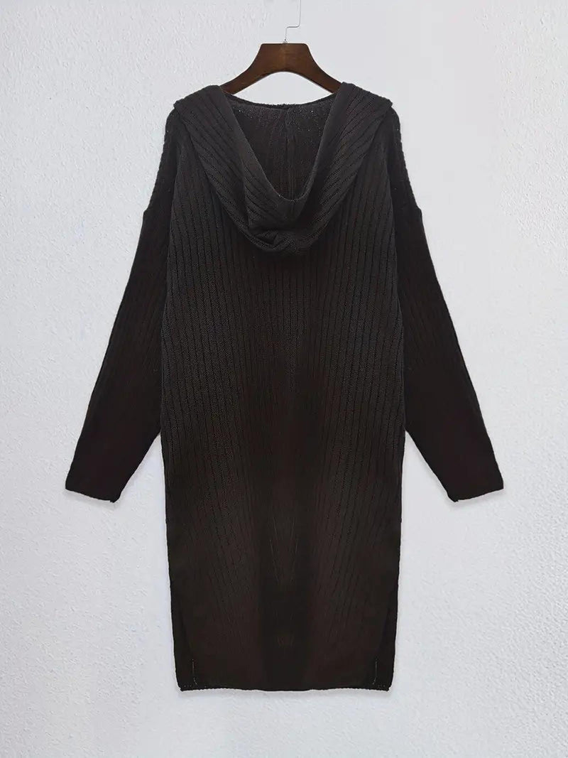 Long Women&#39;s Knitted Cardigan For Autumn And Winter