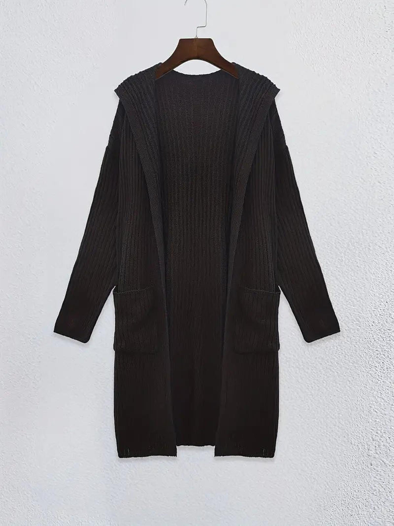 Long Women&#39;s Knitted Cardigan For Autumn And Winter