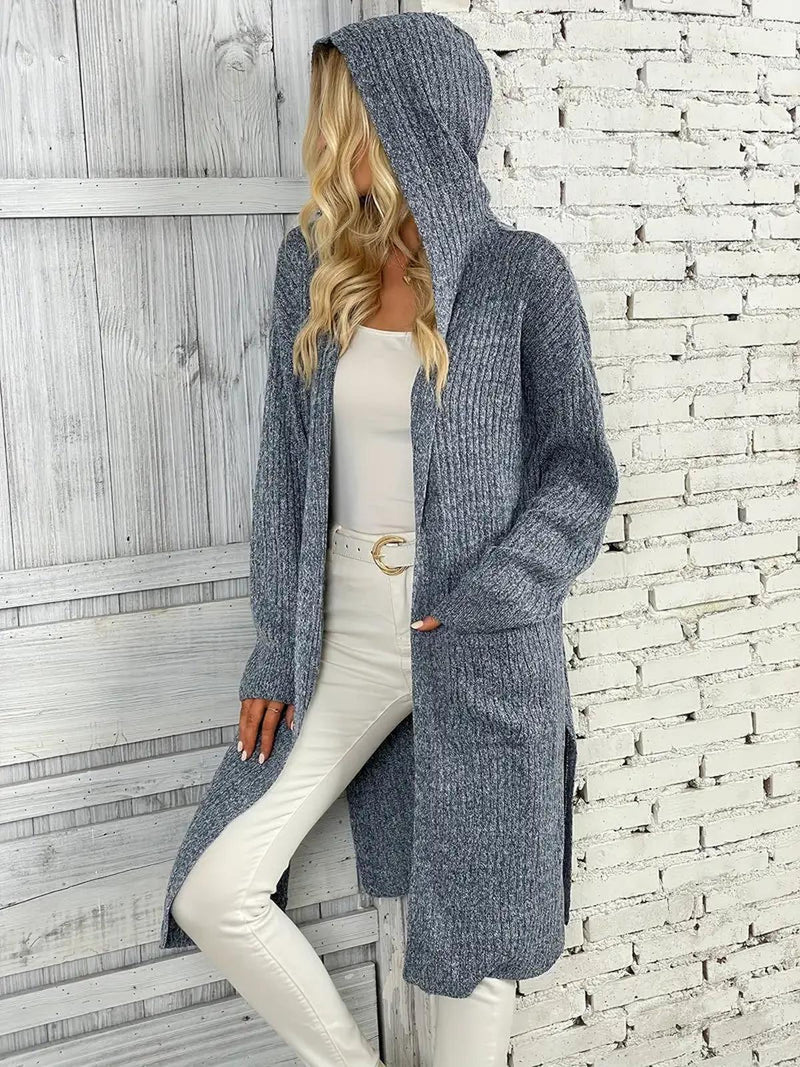 Long Women&#39;s Knitted Cardigan For Autumn And Winter