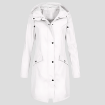 Long Women&#39;s Raincoat With Adjustable Hood And Pockets