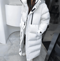 Longline Hooded Padded Jacket With Zipper And Pockets