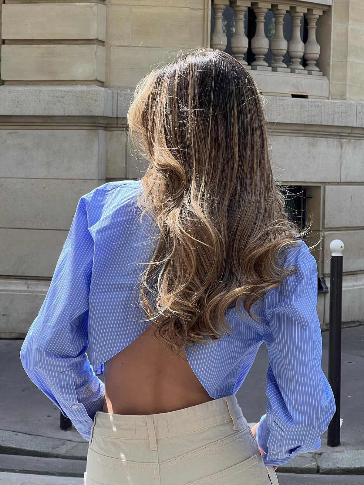 Longsleeve Open Back Crop Shirt